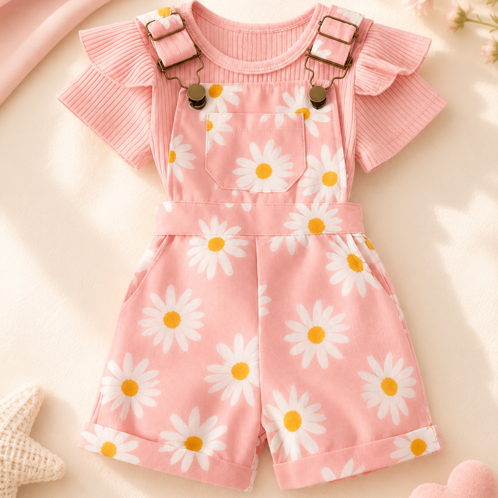 🌼 Conjunto Niña 2 Piezas Margaritas | Rosa