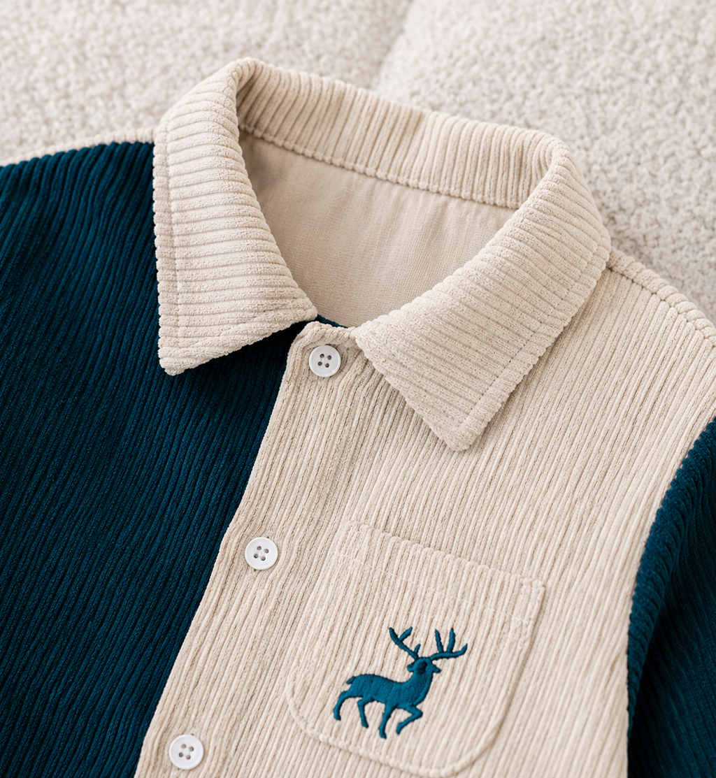 🦌 Conjunto Niño Camisa y Pantalón Ciervo | Verde y Café