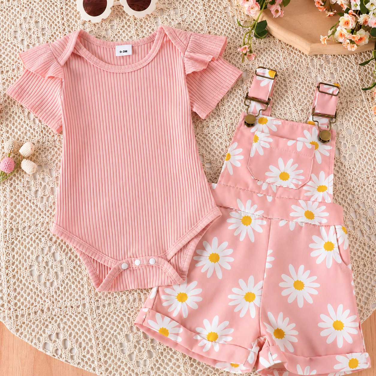 🌼 Conjunto Niña 2 Piezas Margaritas | Rosa