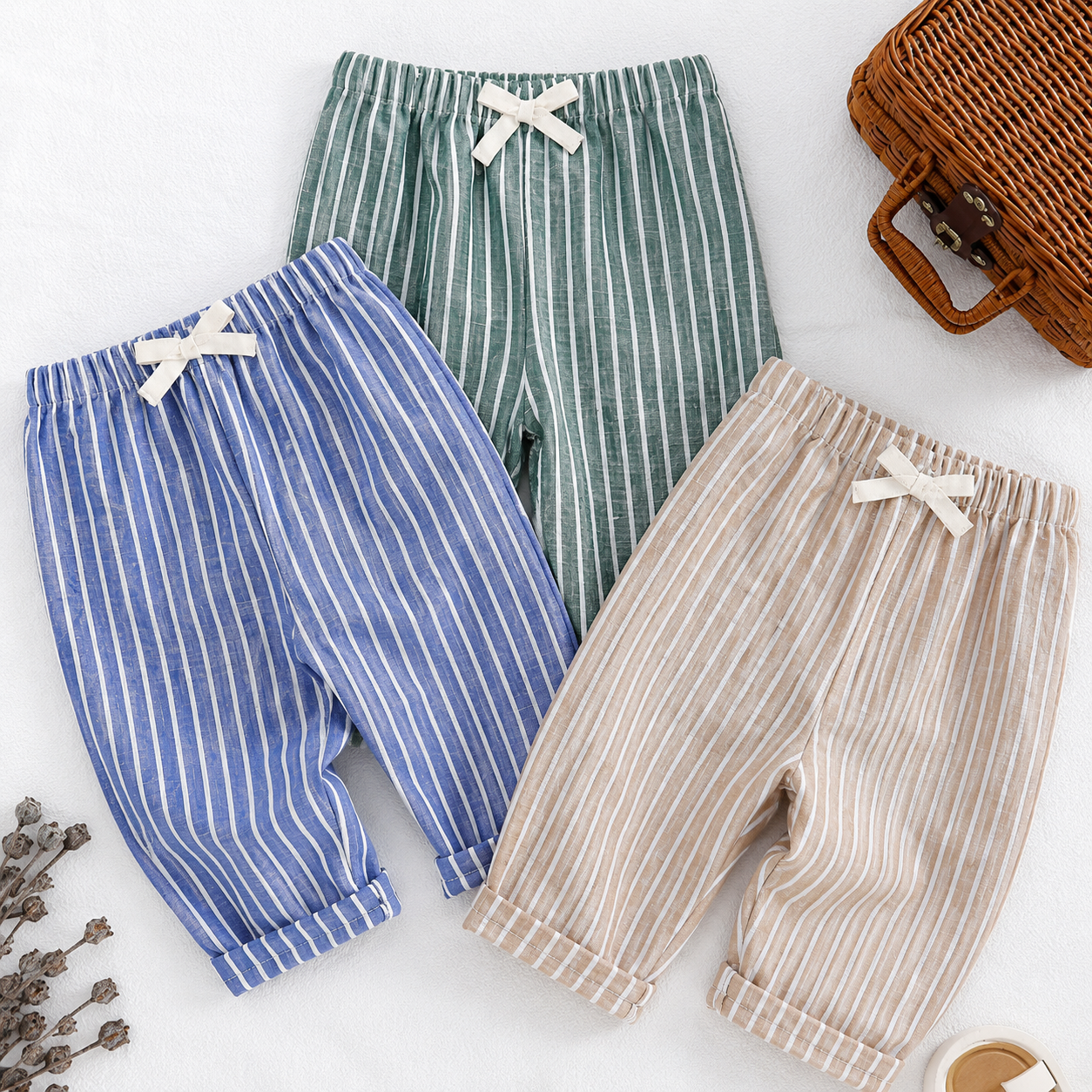 👖 Pantalones Rayas Niño| Azul, Verde y Beige